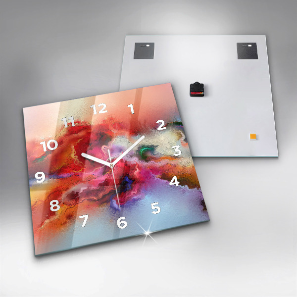 Square wall clock Spilled paint