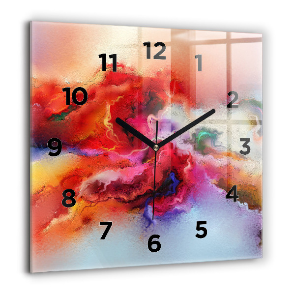 Square wall clock Spilled paint