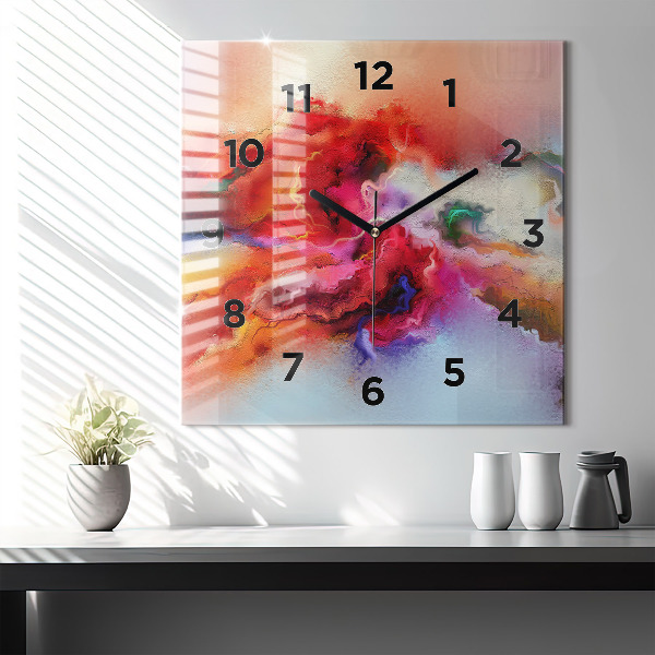 Square wall clock Spilled paint