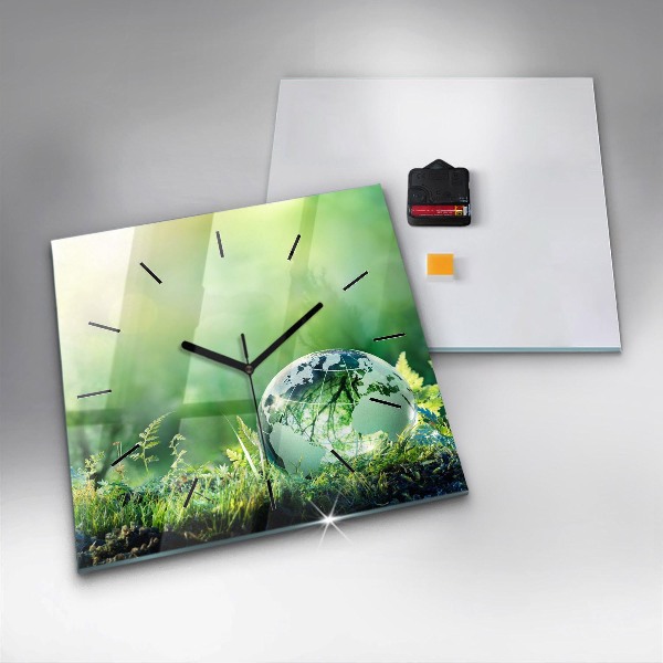 Square wall clock Globe