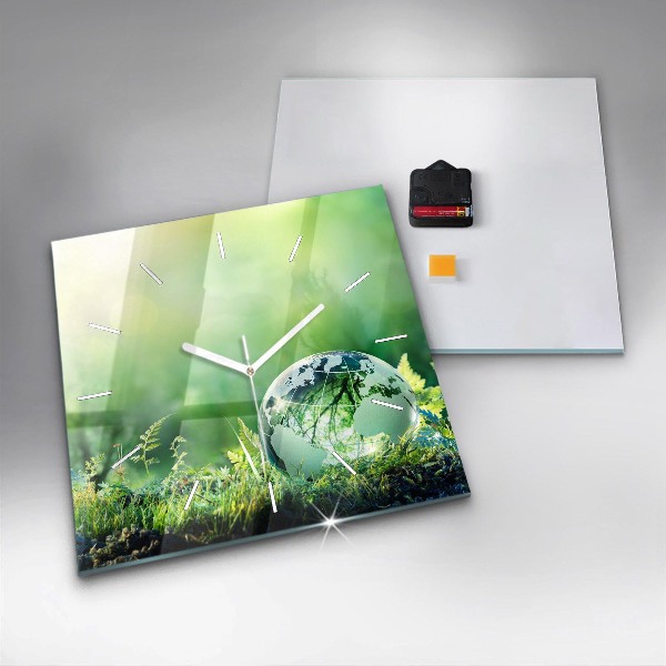 Square wall clock Globe