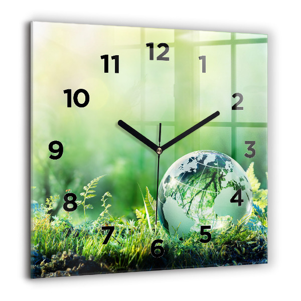 Square wall clock Globe