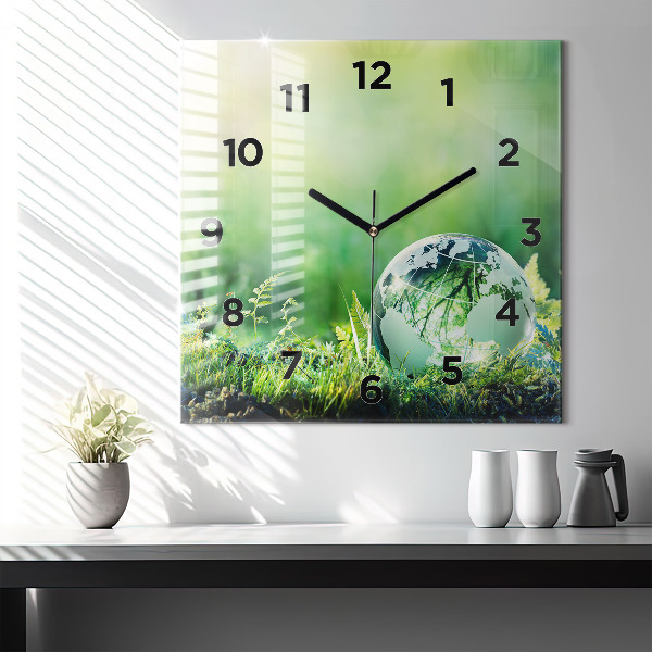 Square wall clock Globe