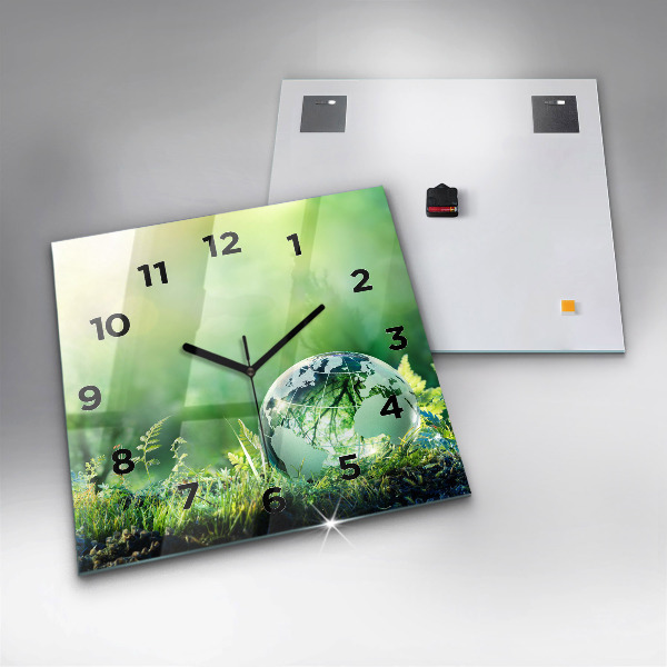 Square wall clock Globe