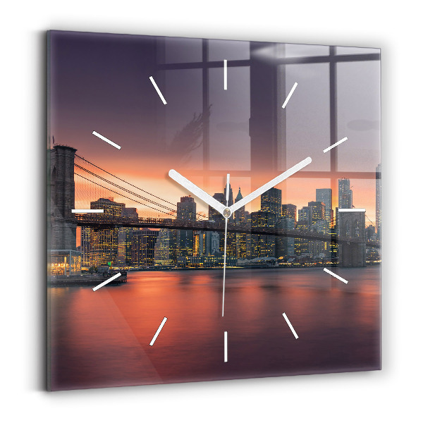Square wall clock New York East River