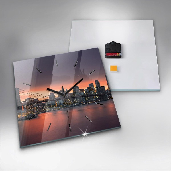 Square wall clock New York East River