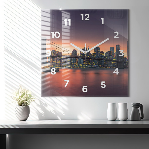 Square wall clock New York East River