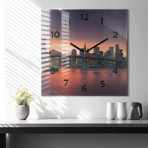 Square wall clock New York East River