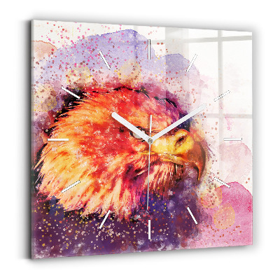Square wall clock Watercolor eagle