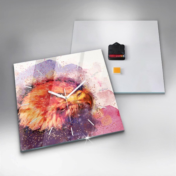 Square wall clock Watercolor eagle