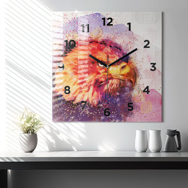 Square wall clock Watercolor eagle