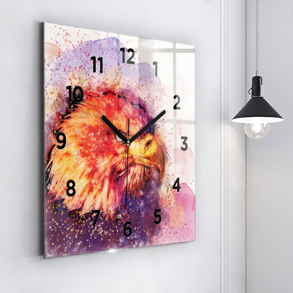 Square wall clock Watercolor eagle