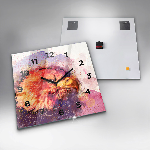Square wall clock Watercolor eagle