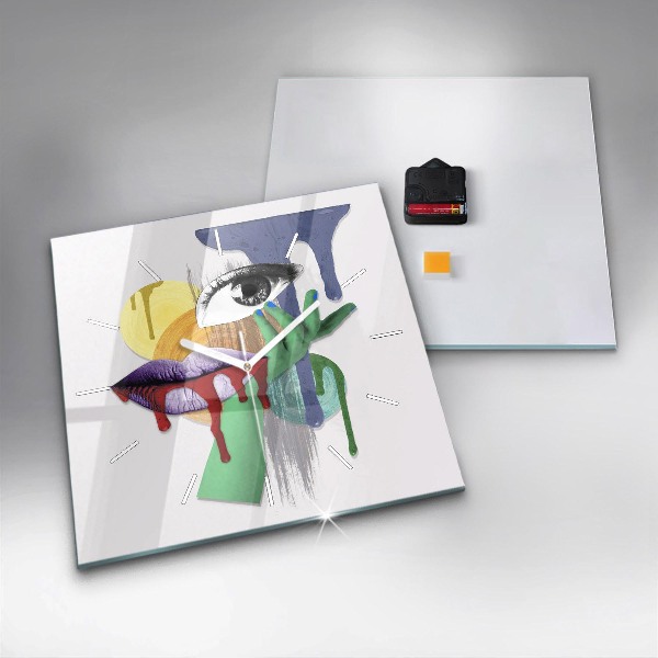 Square wall clock Surrealist collage