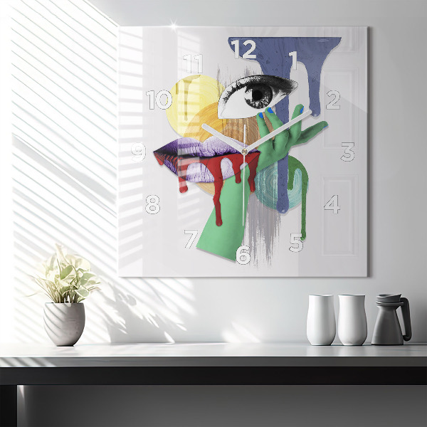 Square wall clock Surrealist collage