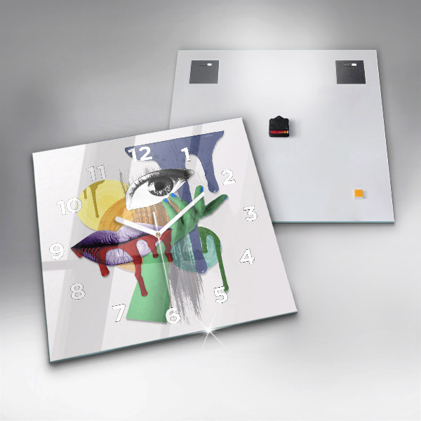 Square wall clock Surrealist collage