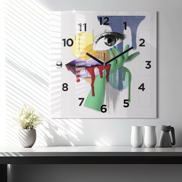 Square wall clock Surrealist collage