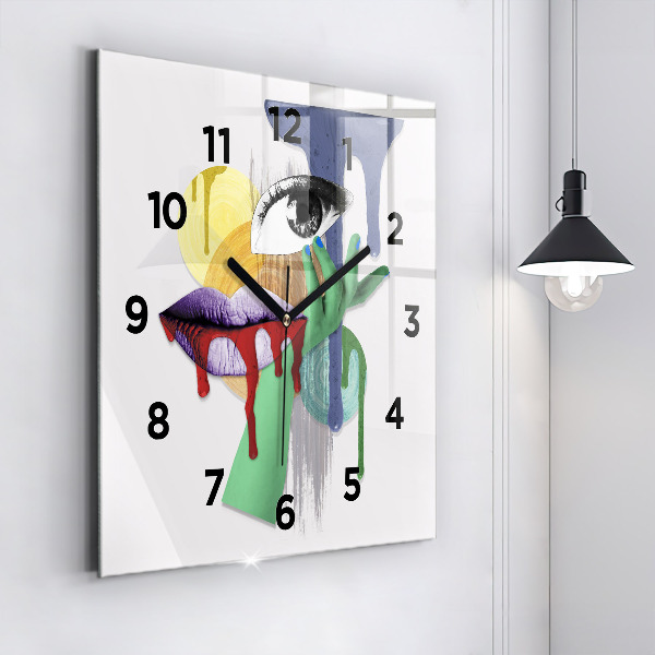 Square wall clock Surrealist collage