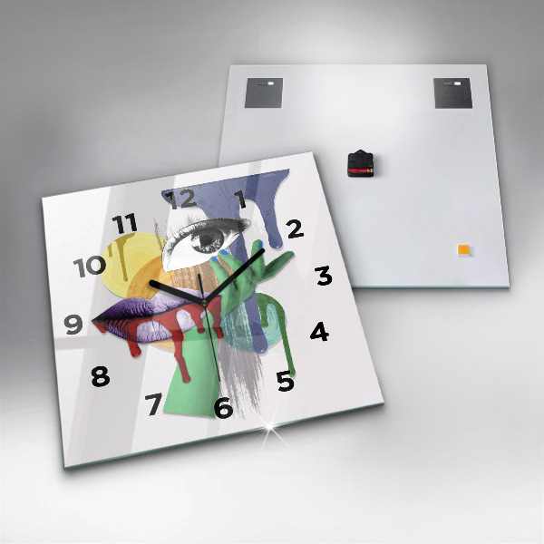 Square wall clock Surrealist collage