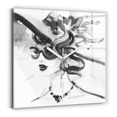 Square wall clock Fashionable woman