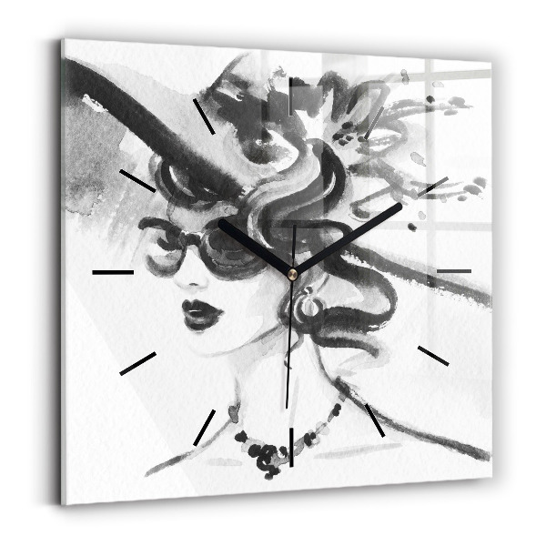 Square wall clock Fashionable woman