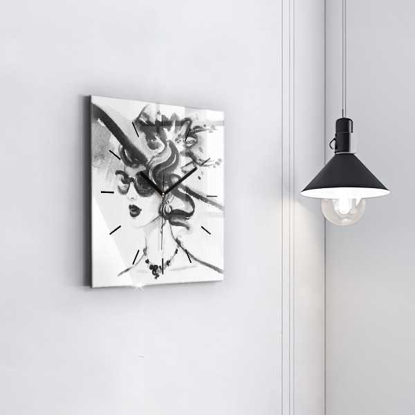 Square wall clock Fashionable woman