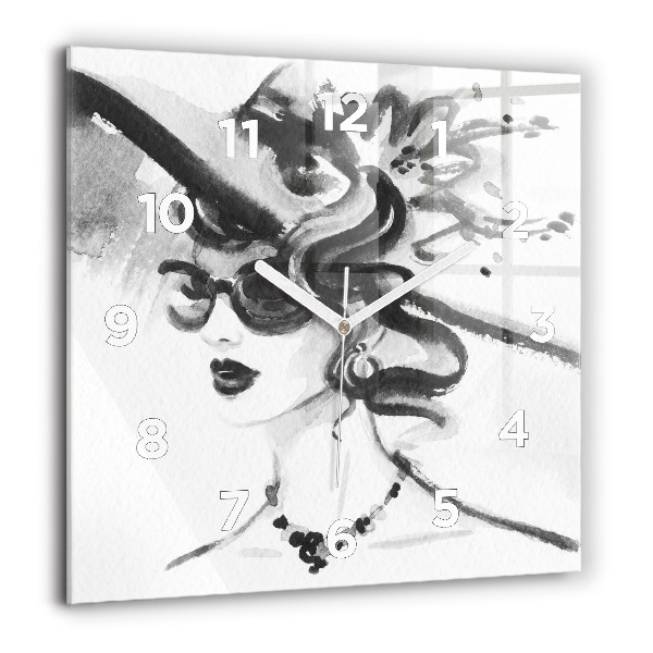 Square wall clock Fashionable woman