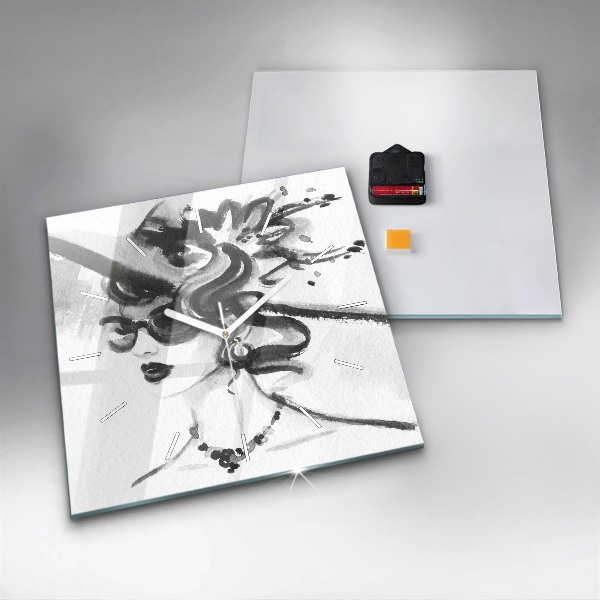 Square wall clock Fashionable woman