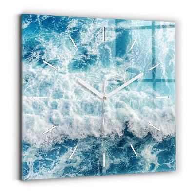 Square wall clock Ocean waves