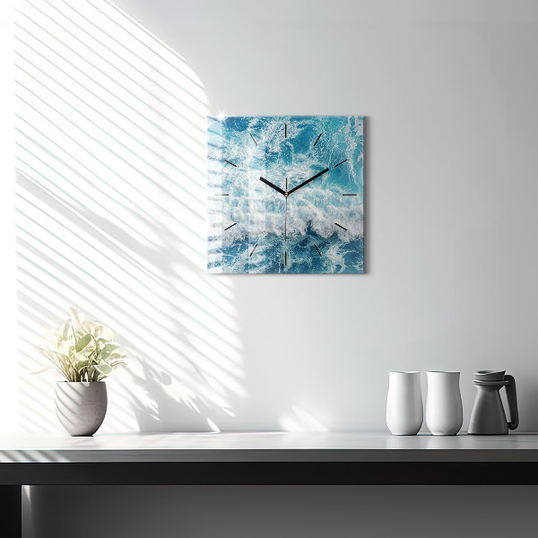 Square wall clock Ocean waves
