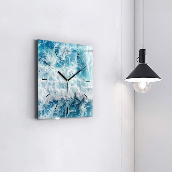 Square wall clock Ocean waves