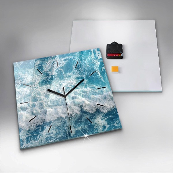 Square wall clock Ocean waves