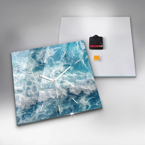 Square wall clock Ocean waves