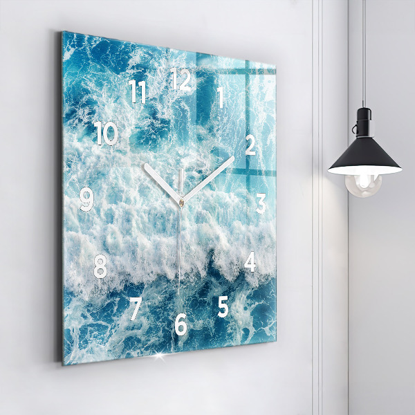 Square wall clock Ocean waves