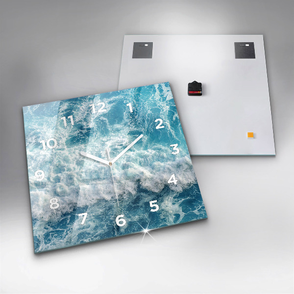 Square wall clock Ocean waves