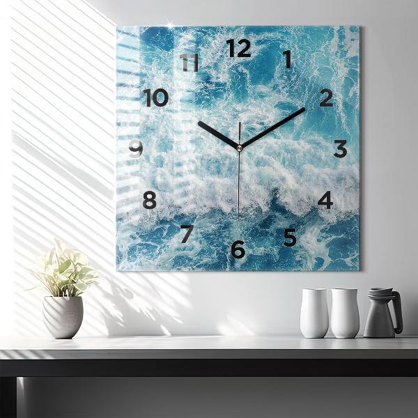 Square wall clock Ocean waves