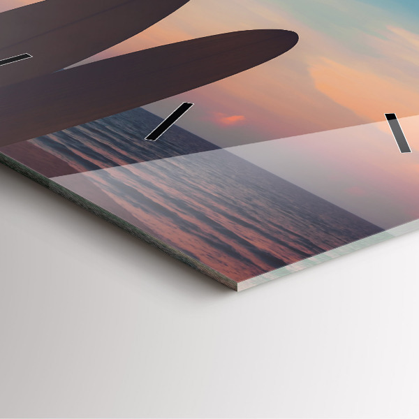 Square wall clock Surfing on the beach