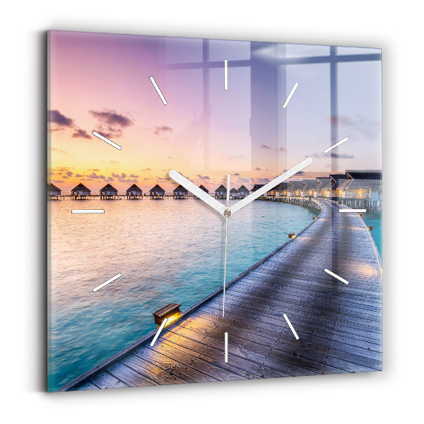 Square wall clock Sunset Maldives