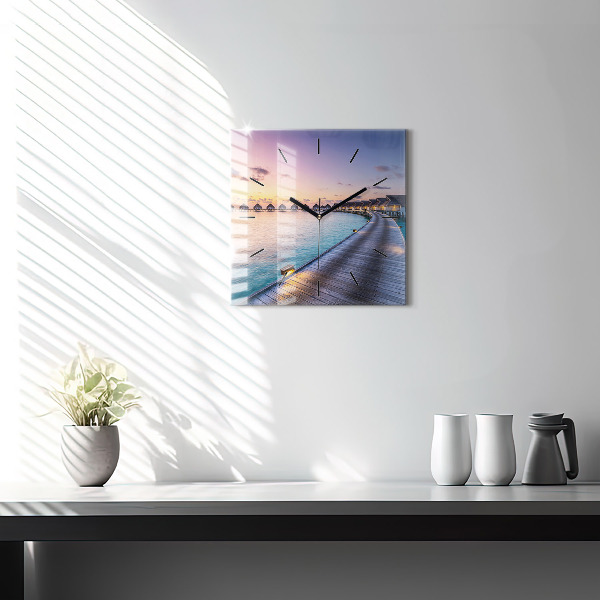 Square wall clock Sunset Maldives