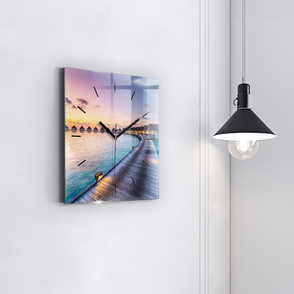 Square wall clock Sunset Maldives