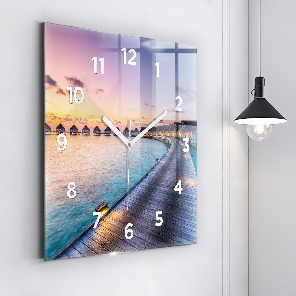 Square wall clock Sunset Maldives