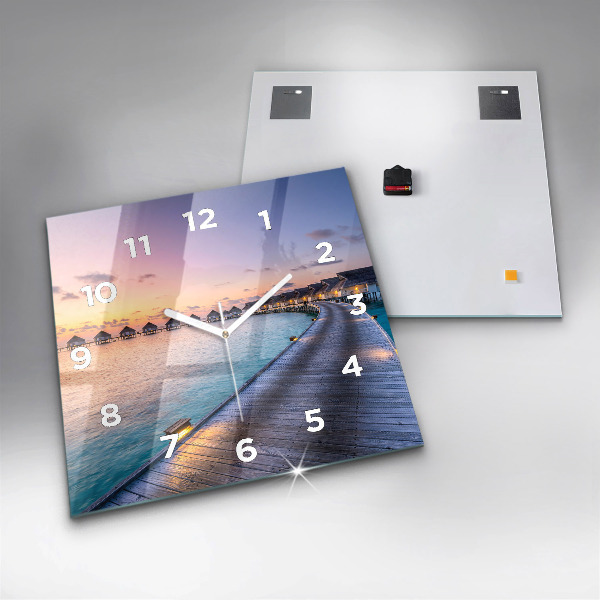 Square wall clock Sunset Maldives