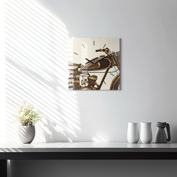 Square wall clock Vintage Motorcycle Sepia