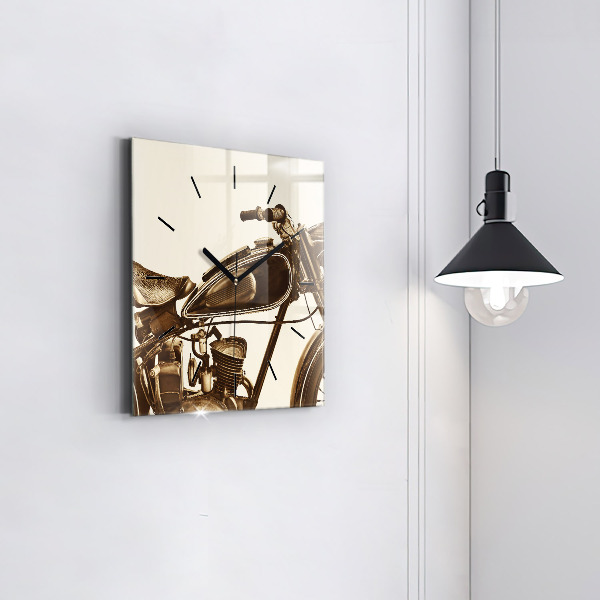Square wall clock Vintage Motorcycle Sepia