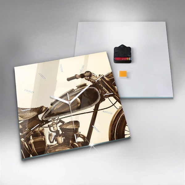 Square wall clock Vintage Motorcycle Sepia