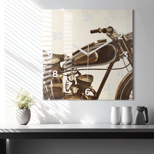 Square wall clock Vintage Motorcycle Sepia
