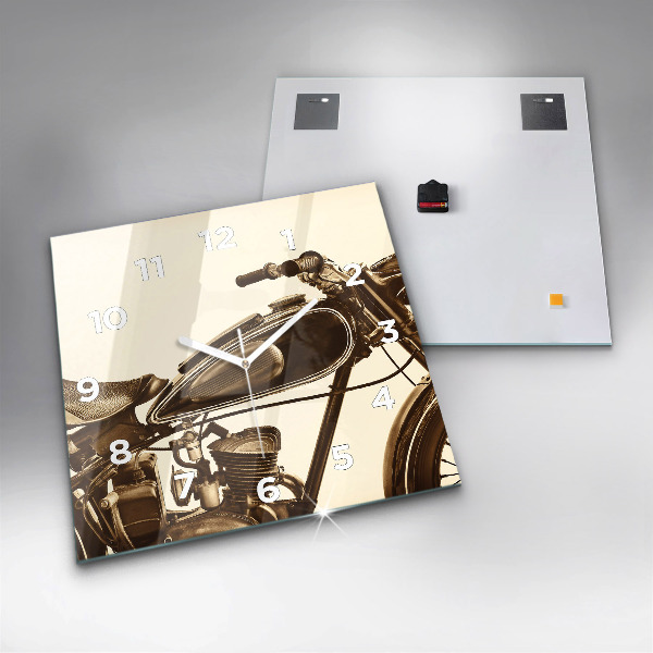 Square wall clock Vintage Motorcycle Sepia