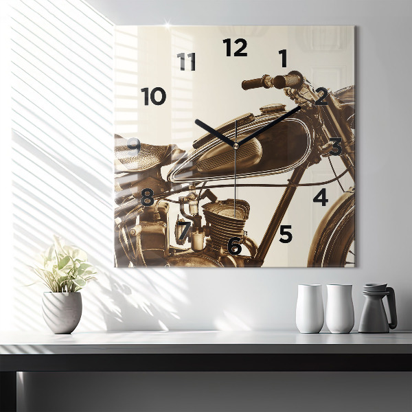 Square wall clock Vintage Motorcycle Sepia