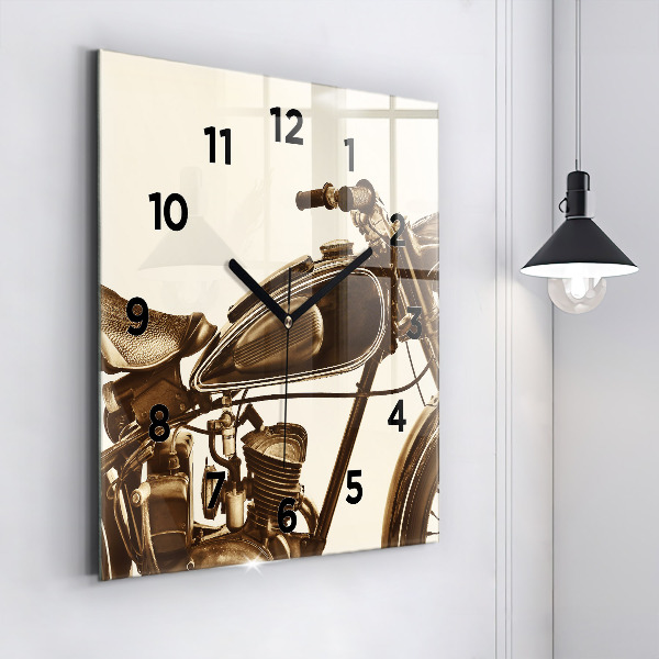 Square wall clock Vintage Motorcycle Sepia