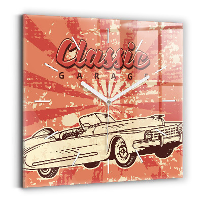 Square wall clock Vintage Retro car